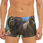 Happy Sloth Print Men's Short Boxer Briefs