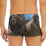 Happy Sloth Print Men's Short Boxer Briefs