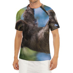 Happy Sloth Print Men's Short Sleeve Rash Guard