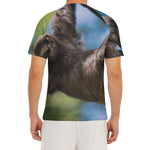 Happy Sloth Print Men's Short Sleeve Rash Guard