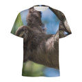 Happy Sloth Print Men's Athletic T-Shirt