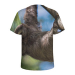 Happy Sloth Print Men's Sports T-Shirt