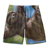 Happy Sloth Print Men's Swim Trunks