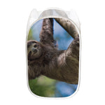 Happy Sloth Print Mesh Laundry Hamper