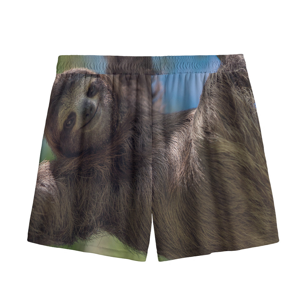 Happy Sloth Print Mesh Shorts