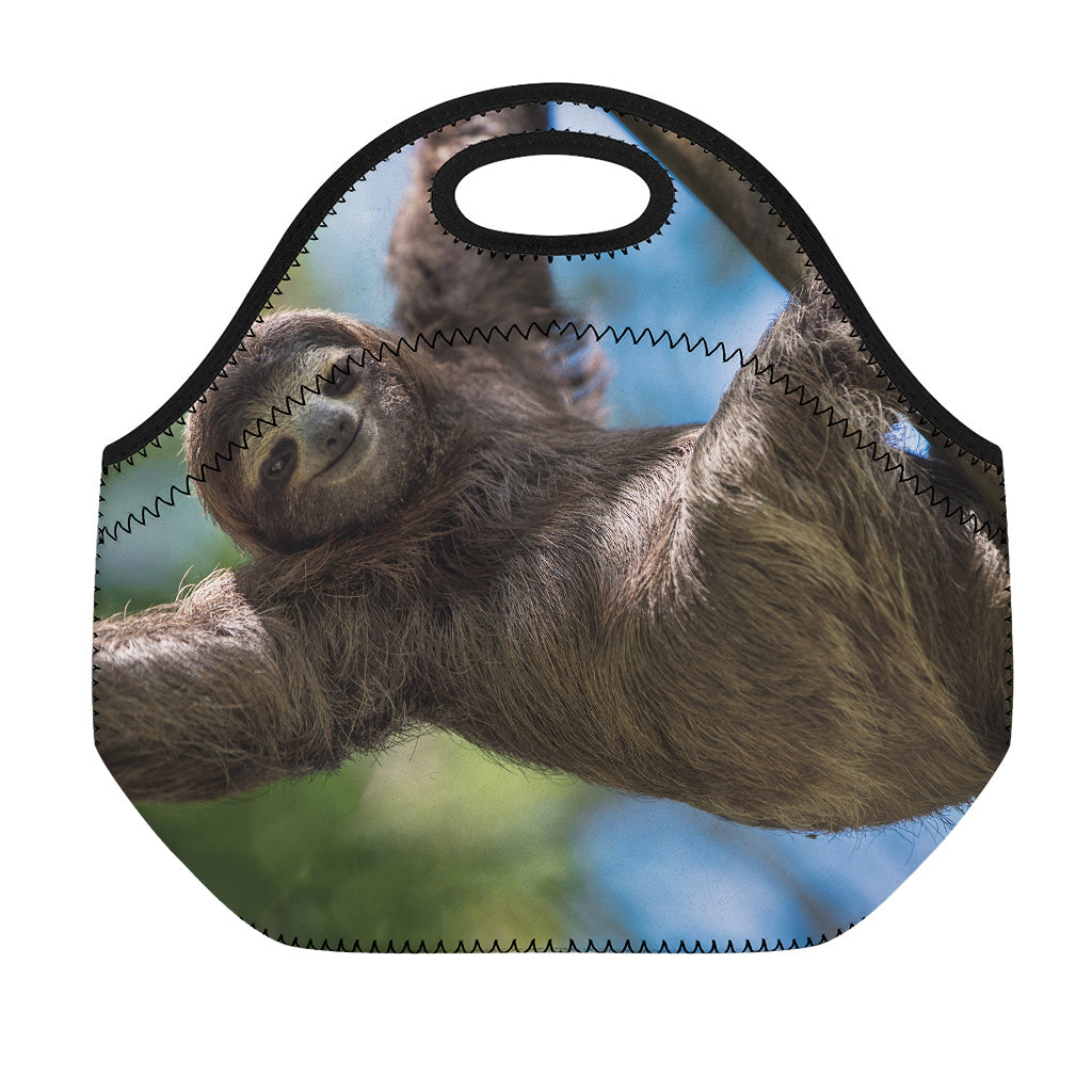 Happy Sloth Print Neoprene Lunch Bag