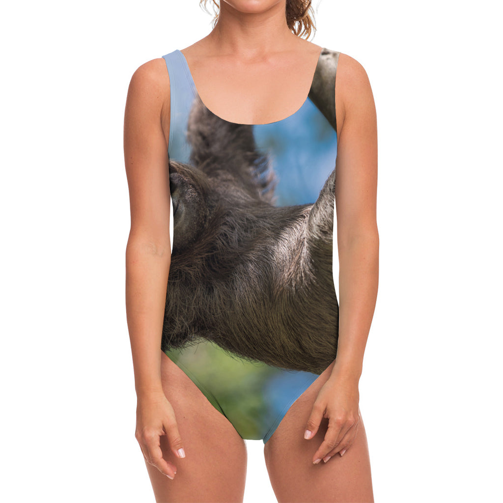 Happy Sloth Print One Piece Swimsuit