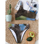 Happy Sloth Print One Shoulder Bikini Top