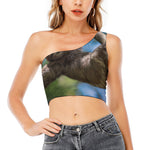 Happy Sloth Print One Shoulder Crop Top