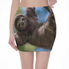 Happy Sloth Print Pencil Mini Skirt