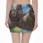 Happy Sloth Print Pencil Mini Skirt