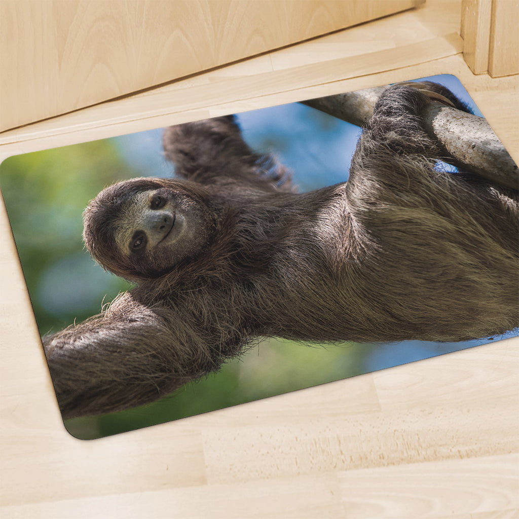 Happy Sloth Print Polyester Doormat