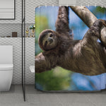 Happy Sloth Print Polyester Shower Curtain