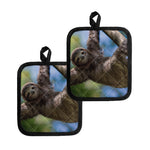 Happy Sloth Print Pot Holders