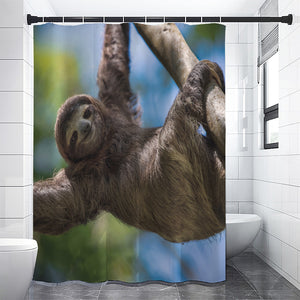 Happy Sloth Print Premium Shower Curtain