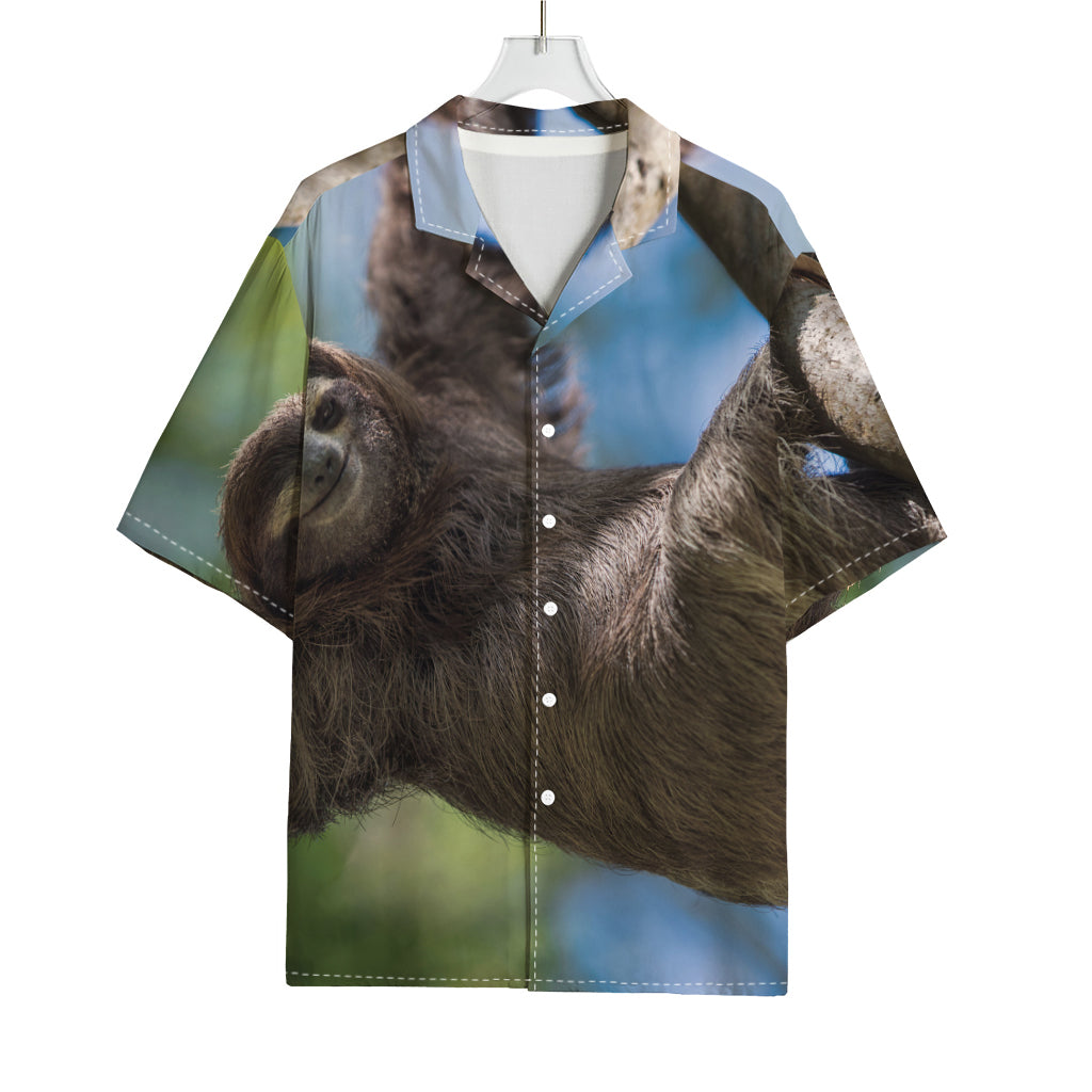 Happy Sloth Print Rayon Hawaiian Shirt