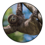 Happy Sloth Print Round Floor Mat
