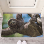 Happy Sloth Print Rubber Doormat