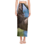 Happy Sloth Print Side Slit Maxi Skirt