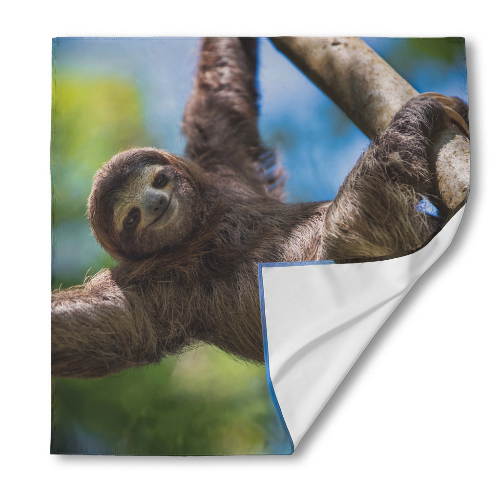 Happy Sloth Print Silk Bandana