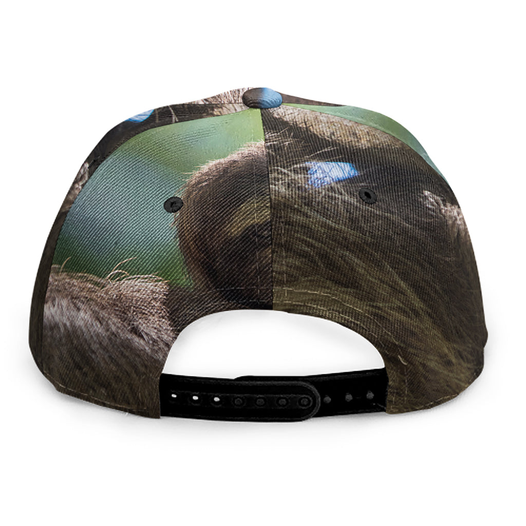 Happy Sloth Print Snapback Cap