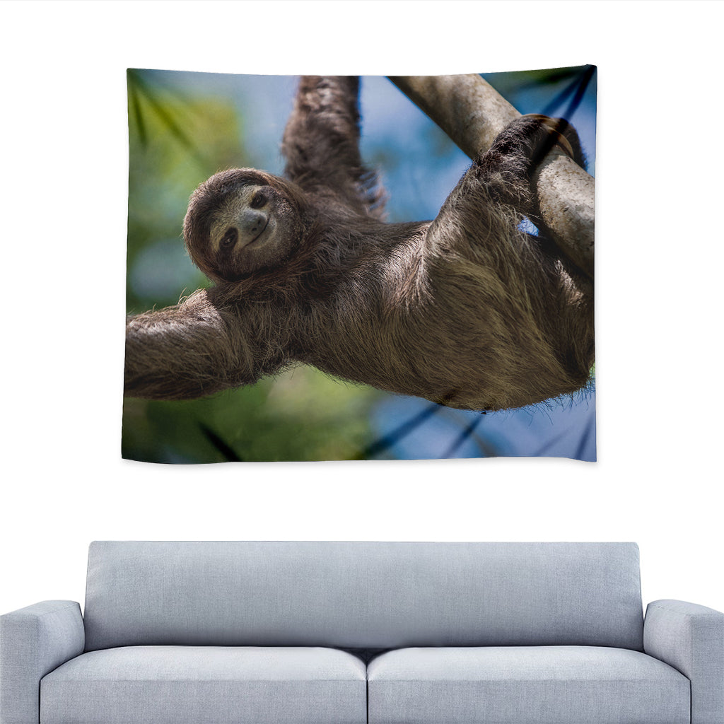 Happy Sloth Print Tapestry