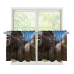 Happy Sloth Print Tier Curtains