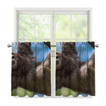 Happy Sloth Print Tier Curtains