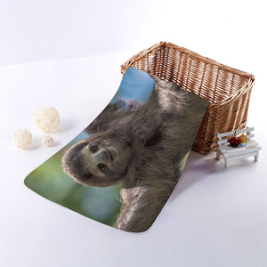 Happy Sloth Print Towel