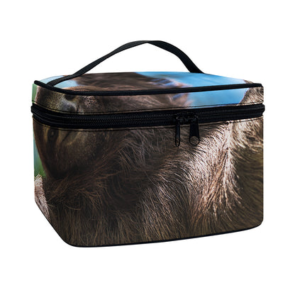 Happy Sloth Print Travel Makeup Bag