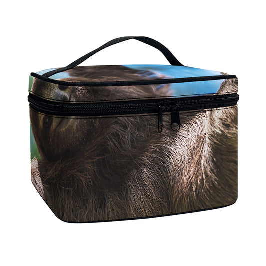 Happy Sloth Print Travel Makeup Bag