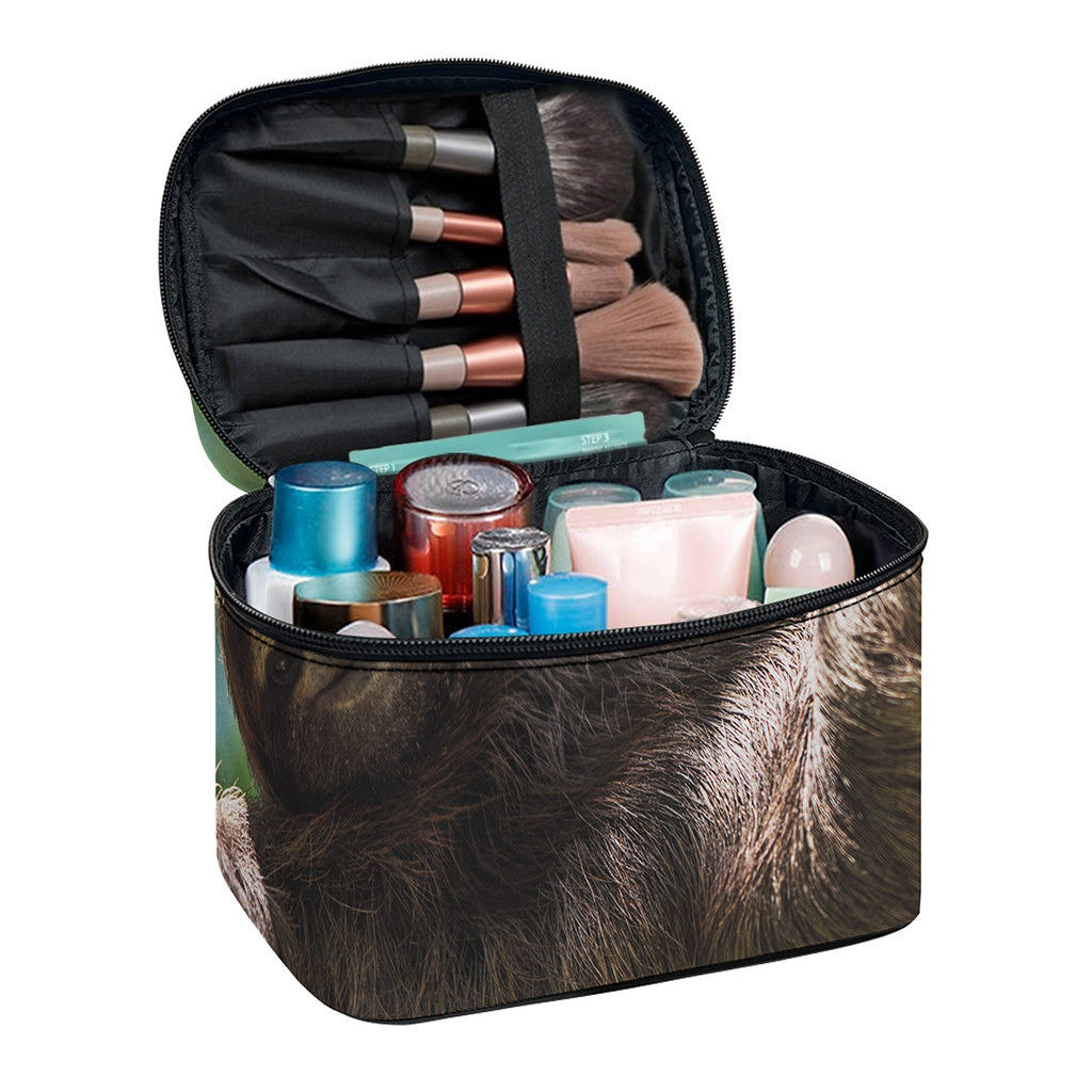 Happy Sloth Print Travel Makeup Bag