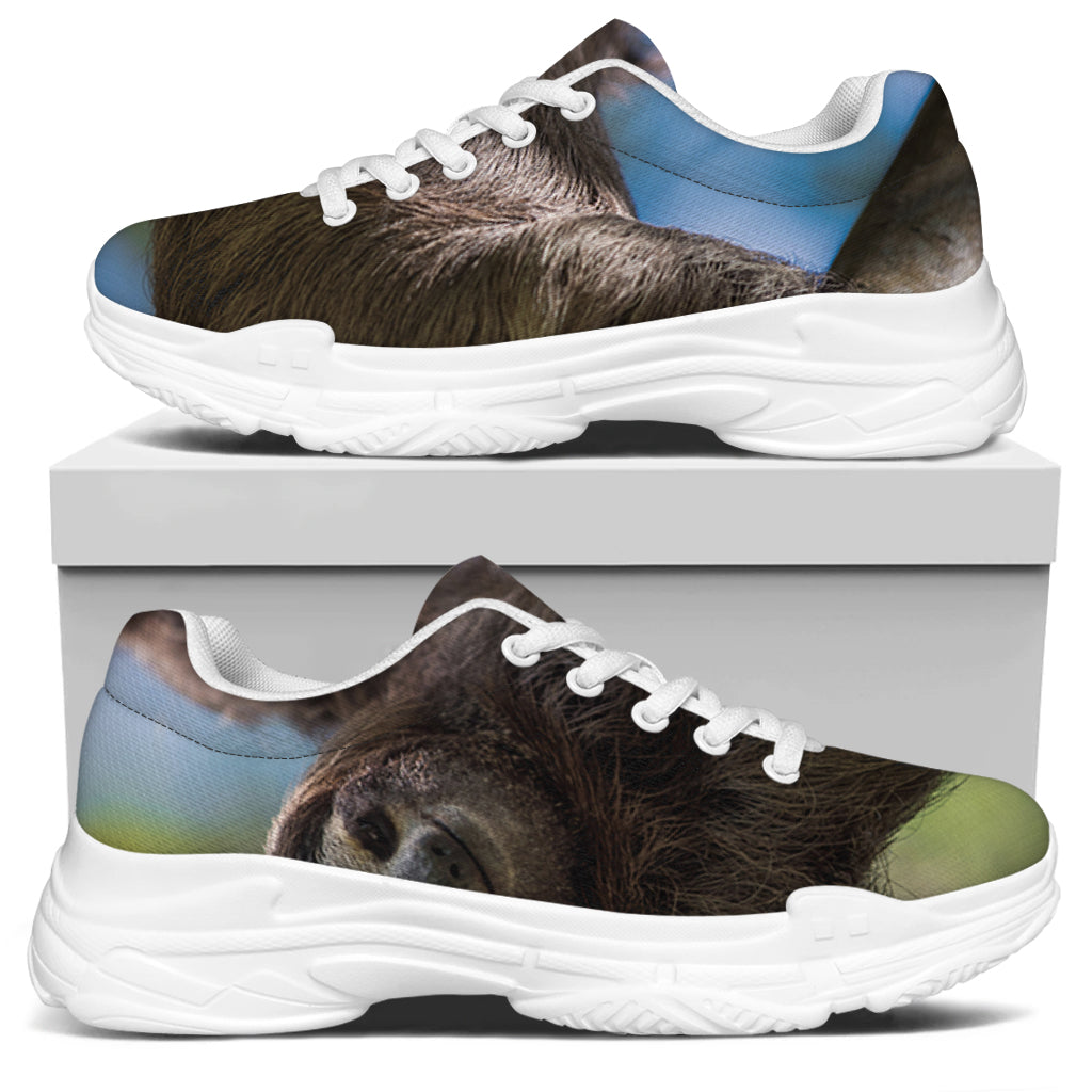 Happy Sloth Print White Chunky Shoes