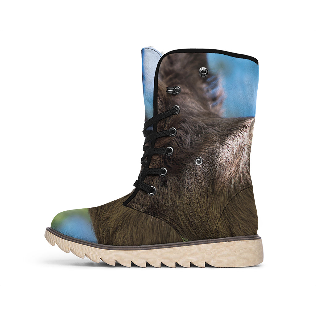 Happy Sloth Print Winter Boots