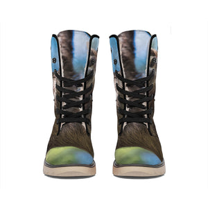 Happy Sloth Print Winter Boots