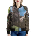 Happy Sloth Print Women's Bomber Jacket