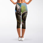 Happy Sloth Print Women's Capri Leggings