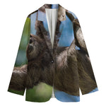 Happy Sloth Print Women's Cotton Blazer
