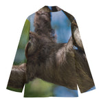 Happy Sloth Print Women's Cotton Blazer