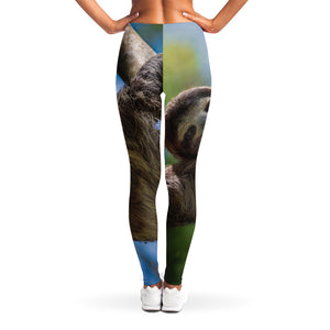 Happy Sloth Print Women's Leggings