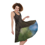 Happy Sloth Print Women's Sleeveless Dress