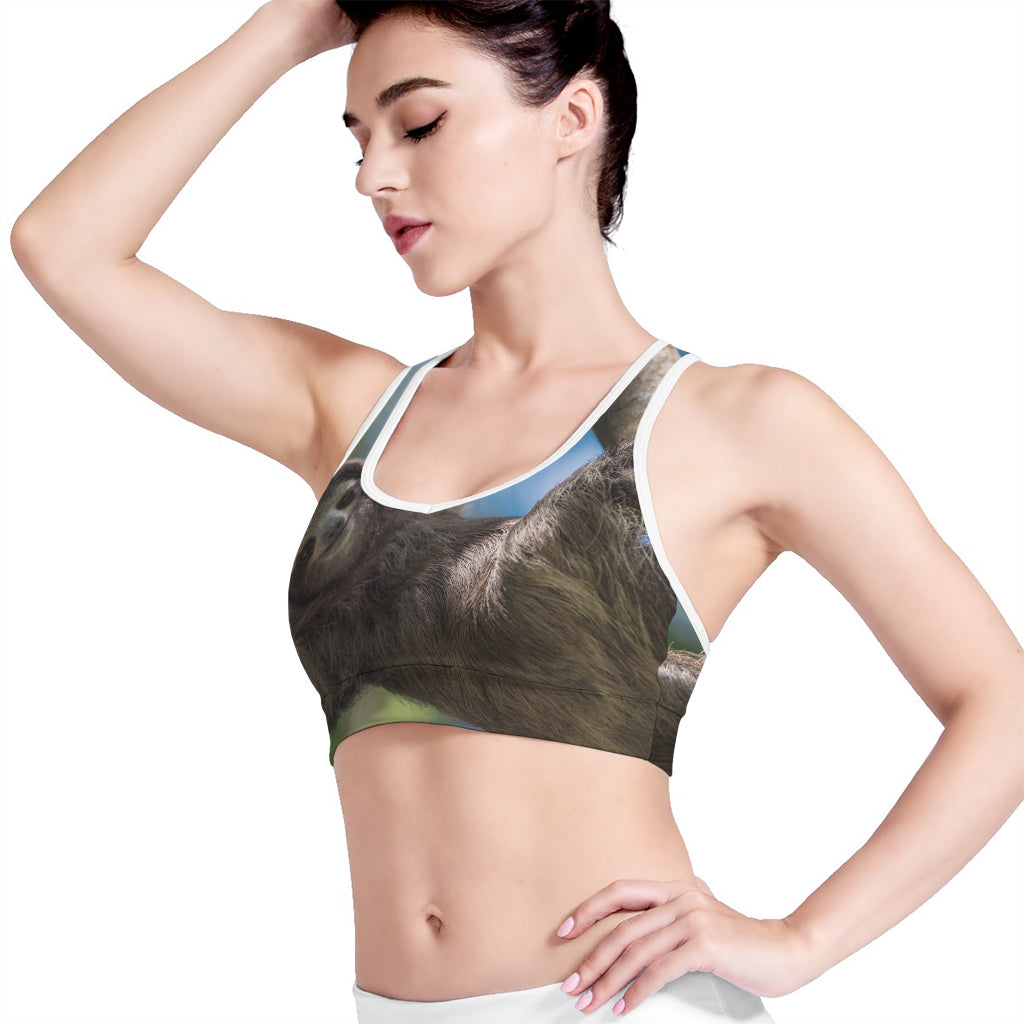 Happy Sloth Print Women's Sports Bra