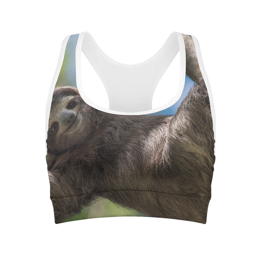 Happy Sloth Print Women's Sports Bra