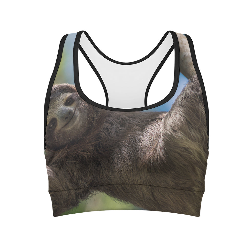 Happy Sloth Print Women's Sports Bra