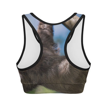 Happy Sloth Print Women's Sports Bra