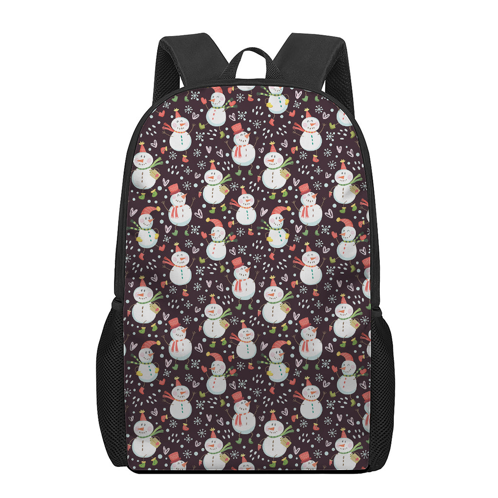 Happy Snowman Pattern Print 17 Inch Backpack