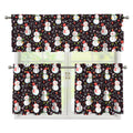 Happy Snowman Pattern Print 3 Piece Kitchen Curtains
