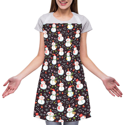 Happy Snowman Pattern Print Adjustable Apron