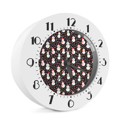 Happy Snowman Pattern Print Alarm Clock