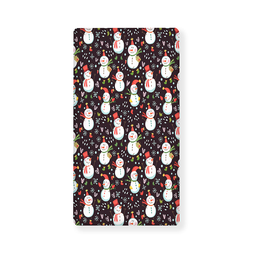 Happy Snowman Pattern Print Baby Crib Sheet